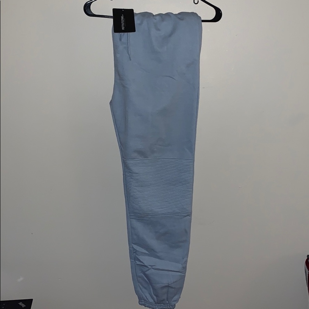 PrettyLittleThing Baby Blue Panel Detail joggers